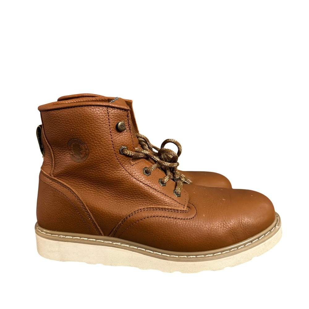 Rockrooster Mens Brown Pebbled Leather Work Boots Vibram Wedge Sole AP9972 13